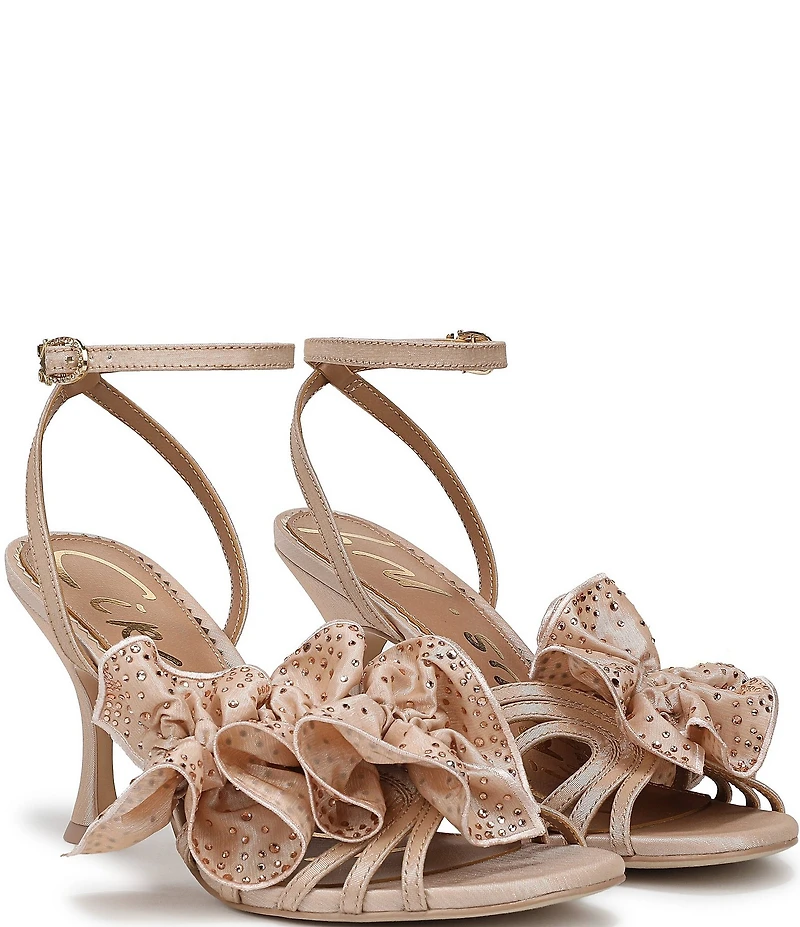 Circus NY by Sam Edelman Lucille Embellished Silk Ruffle Ankle Strap Dress Sandals