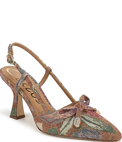 Circus NY by Sam Edelman Monica Floral Tapestry Print Bow Detail Slingback Dress Pumps