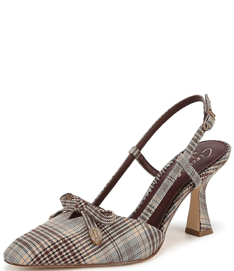 Circus NY by Sam Edelman Monica Plaid Fabric Bow Detail Slingback Dress Pumps
