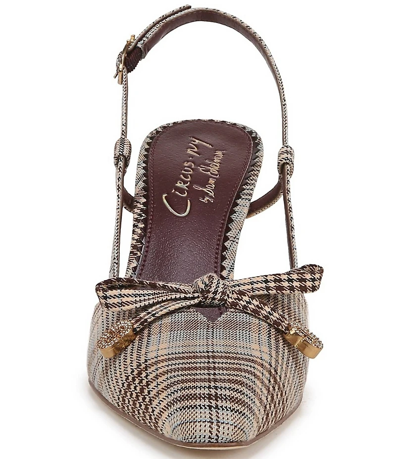 Circus NY by Sam Edelman Monica Plaid Fabric Bow Detail Slingback Dress Pumps