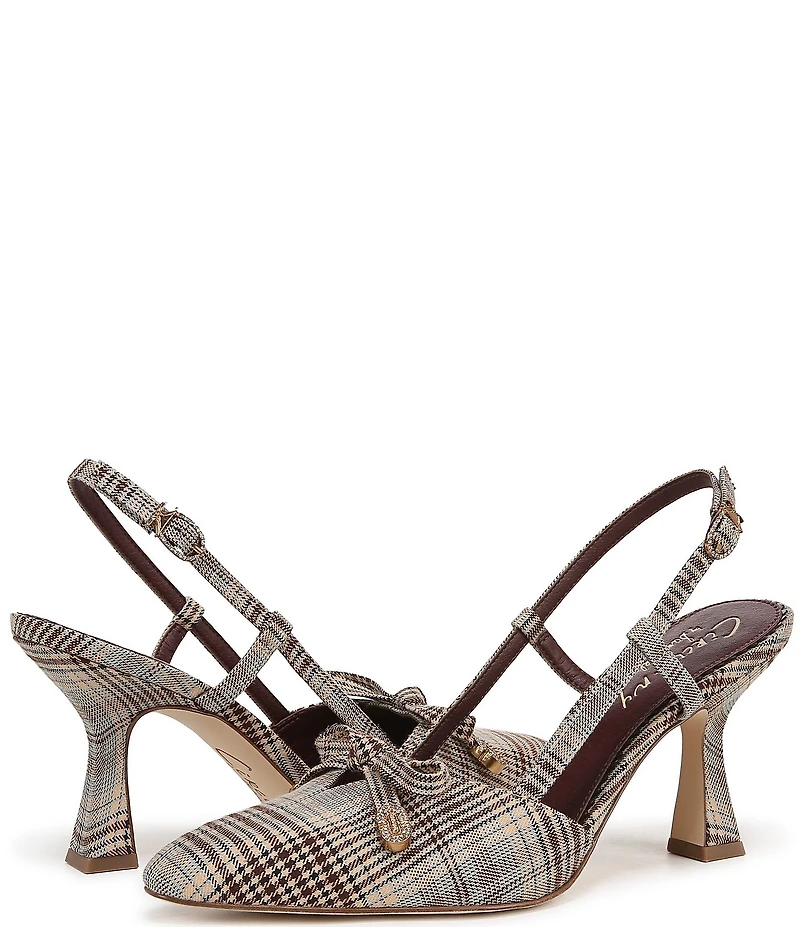 Circus NY by Sam Edelman Monica Plaid Fabric Bow Detail Slingback Dress Pumps