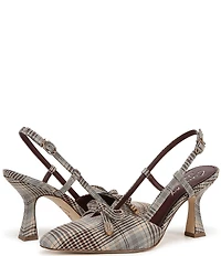 Circus NY by Sam Edelman Monica Plaid Fabric Bow Detail Slingback Dress Pumps