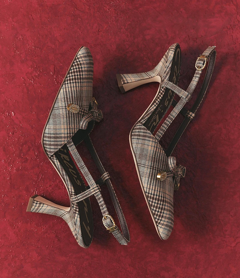 Circus NY by Sam Edelman Monica Plaid Fabric Bow Detail Slingback Dress Pumps