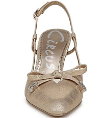 Circus NY by Sam Edelman Monica Shimmer Bow Detail Slingback Dress Pumps