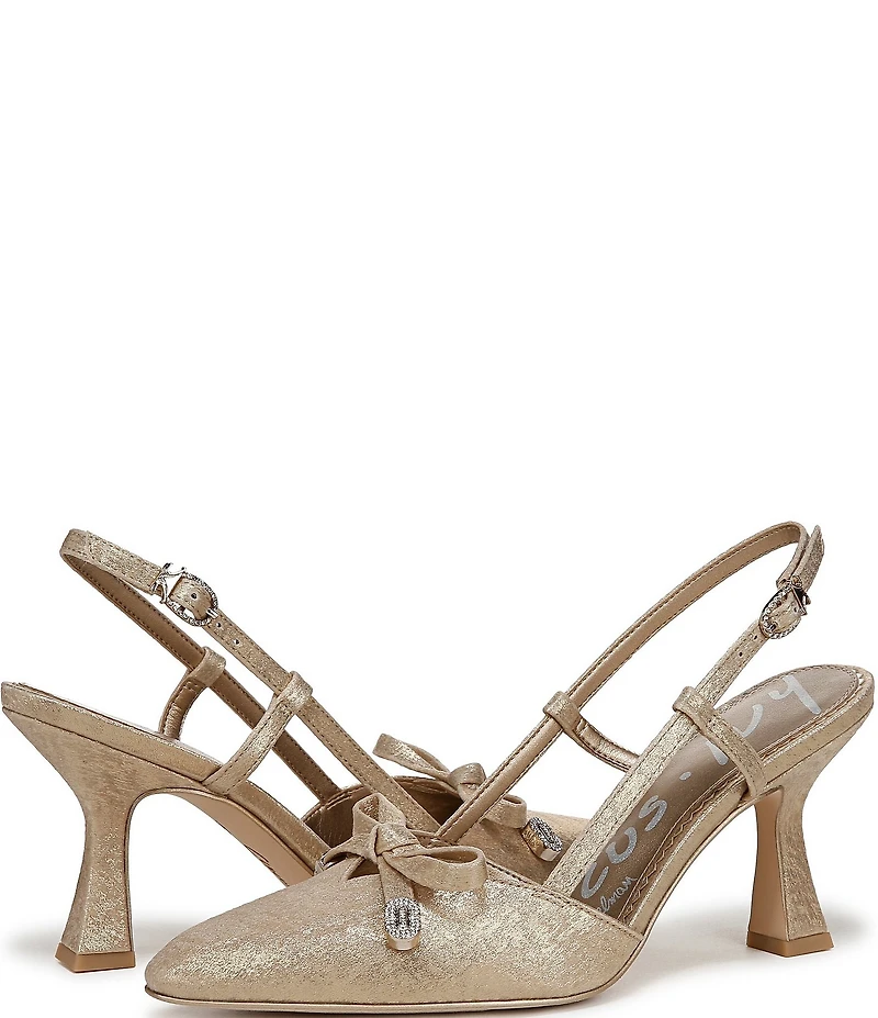 Circus NY by Sam Edelman Monica Shimmer Bow Detail Slingback Dress Pumps