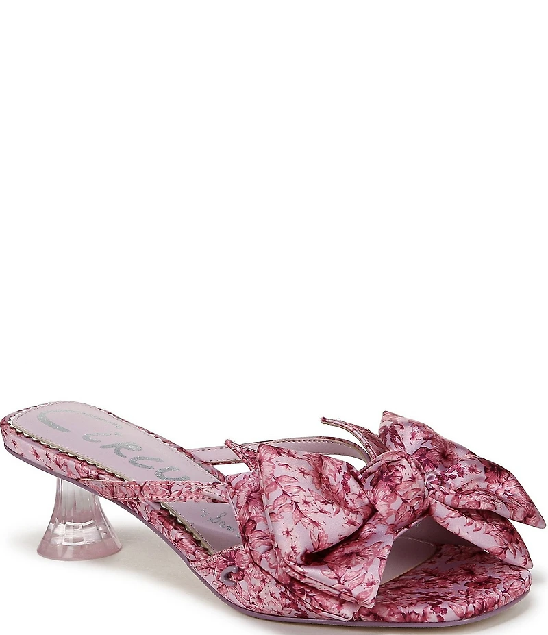 Circus NY by Sam Edelman Natalina Floral Satin Bow Kitten Heel Slide Sandals