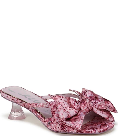 Circus NY by Sam Edelman Natalina Floral Satin Bow Kitten Heel Slide Sandals
