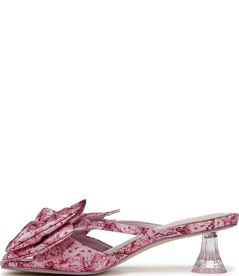 Circus NY by Sam Edelman Natalina Floral Satin Bow Kitten Heel Slide Sandals