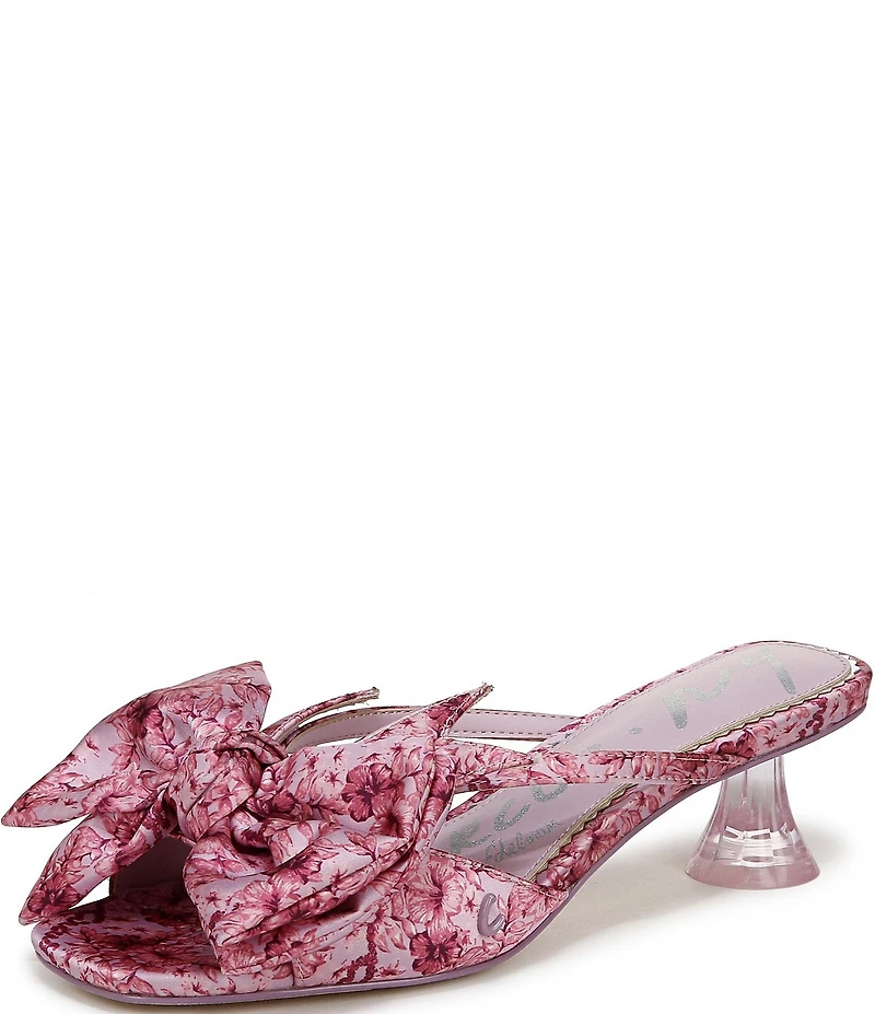 Circus NY by Sam Edelman Natalina Floral Satin Bow Kitten Heel Slide Sandals