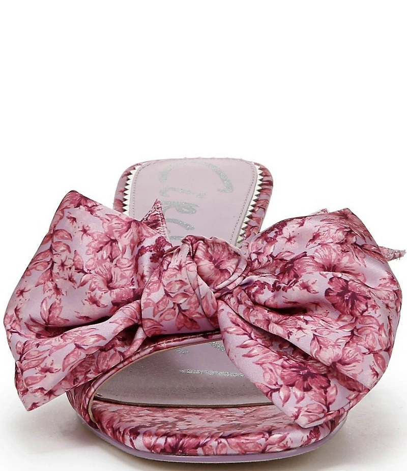 Circus NY by Sam Edelman Natalina Floral Satin Bow Kitten Heel Slide Sandals