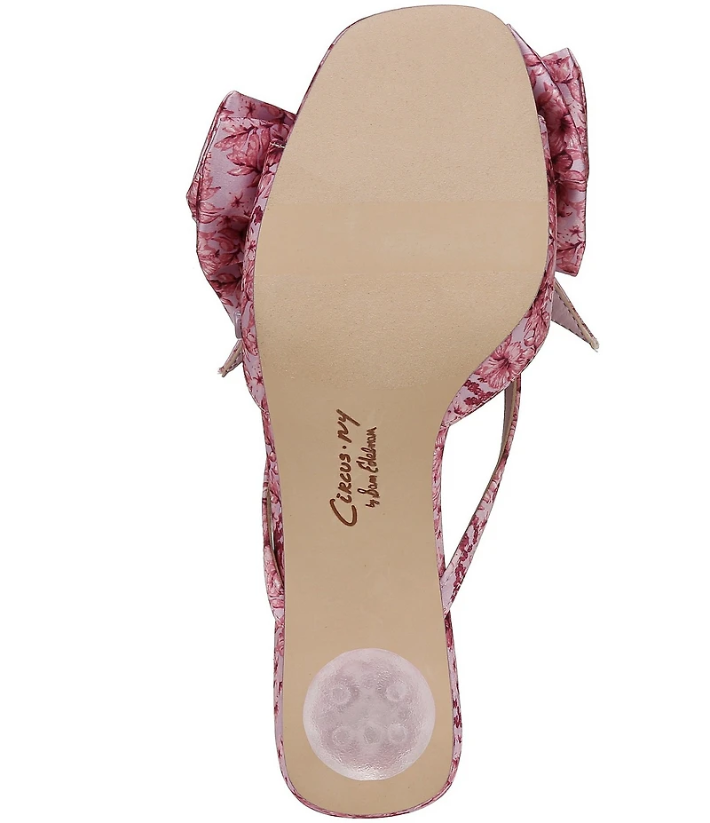 Circus NY by Sam Edelman Natalina Floral Satin Bow Kitten Heel Slide Sandals