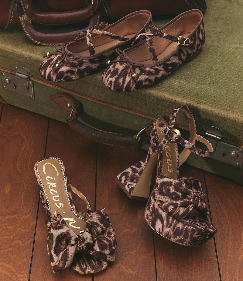 Circus NY by Sam Edelman Natalina Leopard Fabric Butterfly Bow Slide Sandals