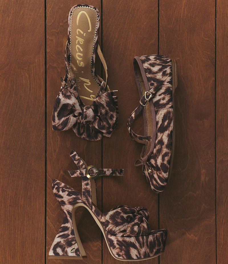 Circus NY by Sam Edelman Natalina Leopard Fabric Butterfly Bow Slide Sandals