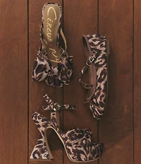 Circus NY by Sam Edelman Natalina Leopard Fabric Butterfly Bow Slide Sandals