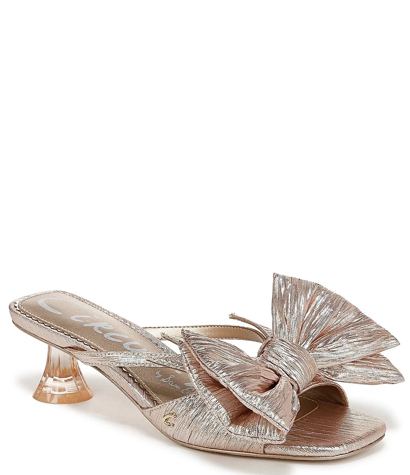 Circus NY by Sam Edelman Natalina Metallic Bow Kitten Heel Slide Sandals