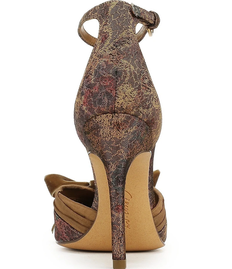 Circus NY by Sam Edelman Odina Floral Print Fabric Bow Detail Ankle Strap Dress Pumps