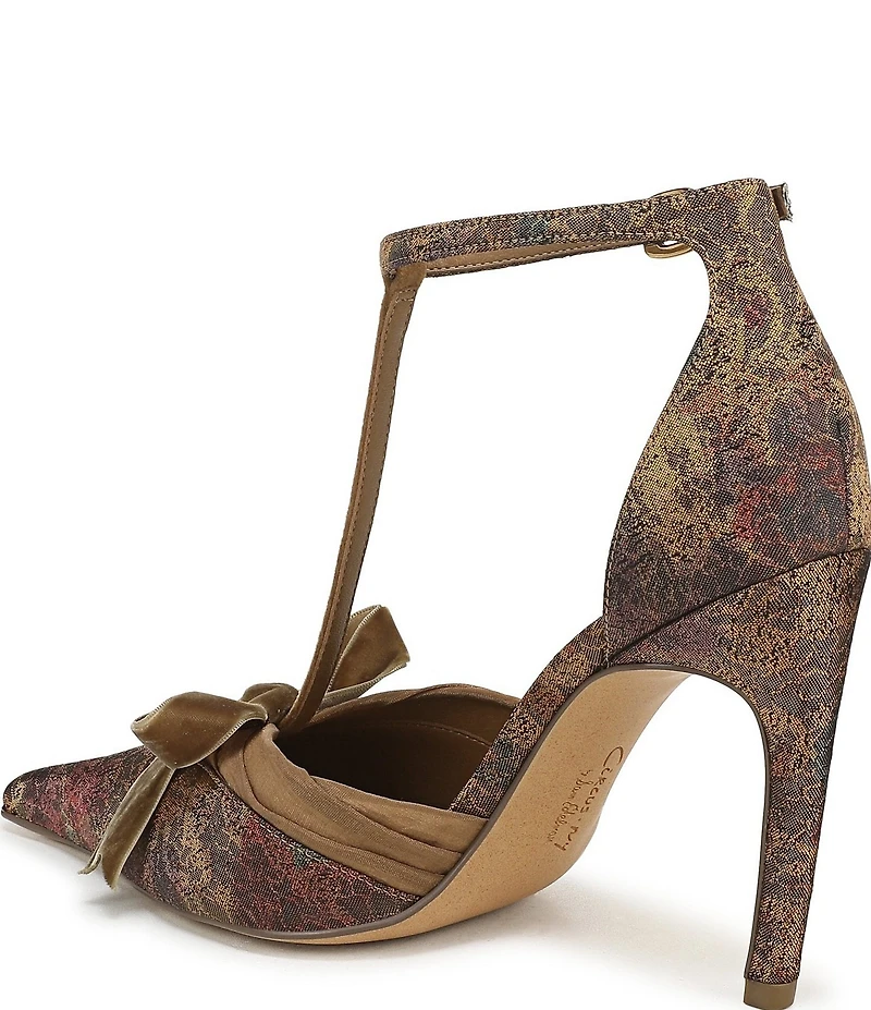 Circus NY by Sam Edelman Odina Floral Print Fabric Bow Detail Ankle Strap Dress Pumps