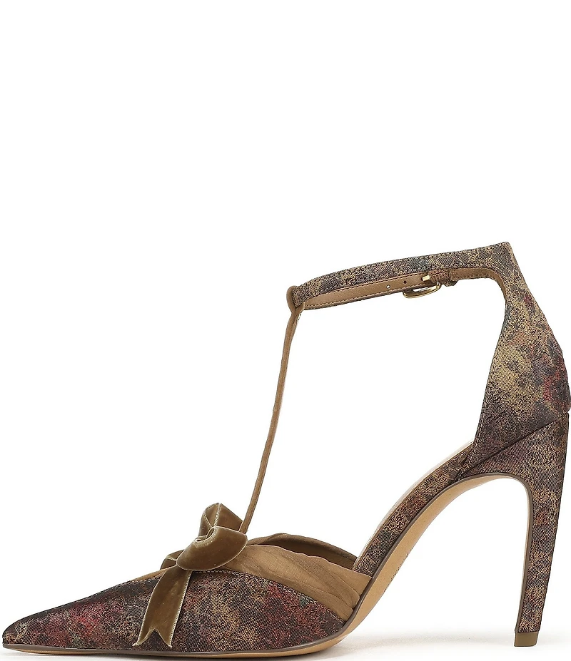 Circus NY by Sam Edelman Odina Floral Print Fabric Bow Detail Ankle Strap Dress Pumps
