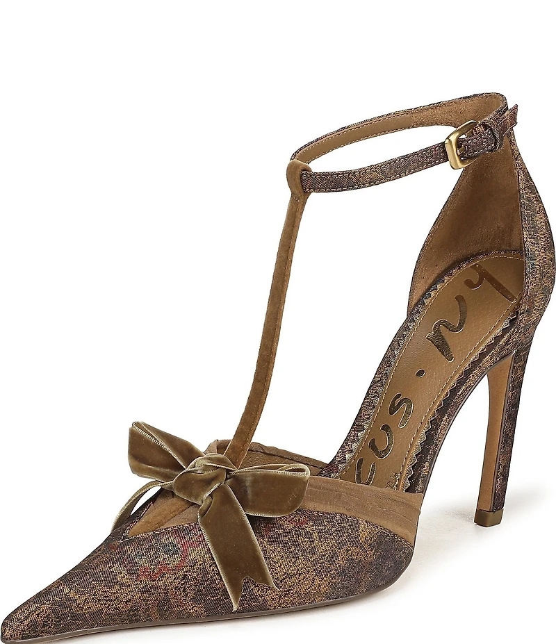 Circus NY by Sam Edelman Odina Floral Print Fabric Bow Detail Ankle Strap Dress Pumps