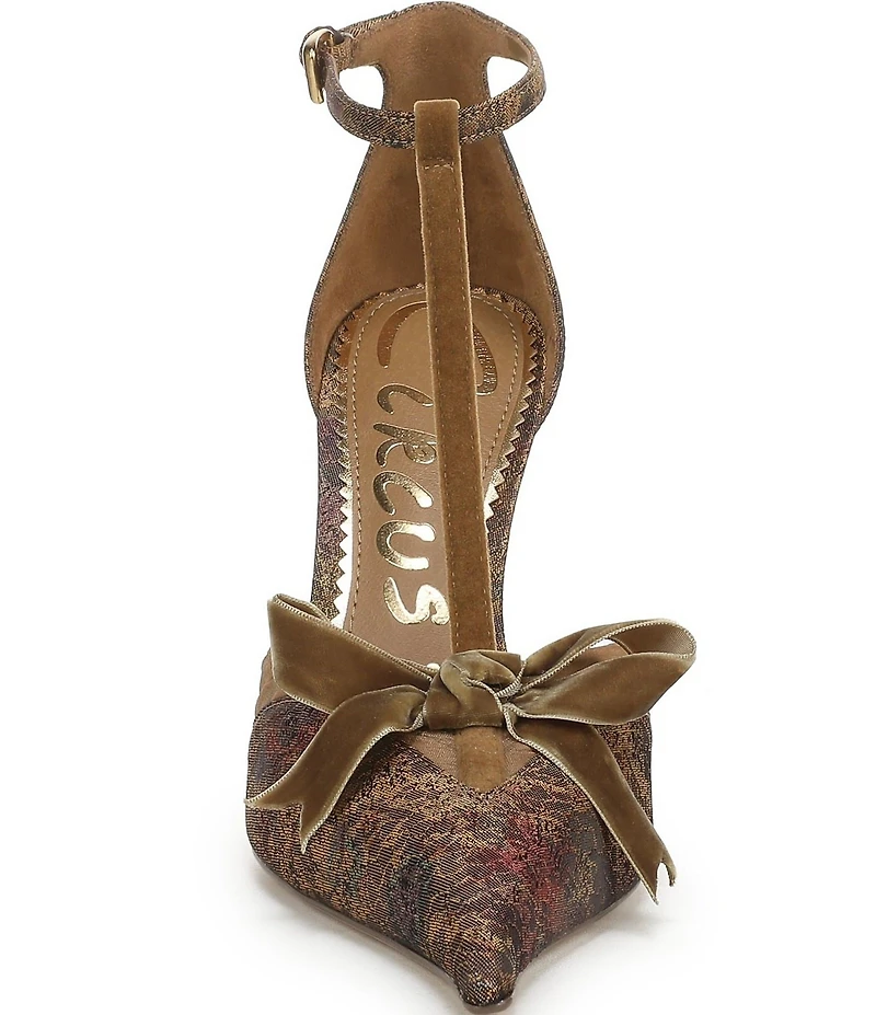 Circus NY by Sam Edelman Odina Floral Print Fabric Bow Detail Ankle Strap Dress Pumps
