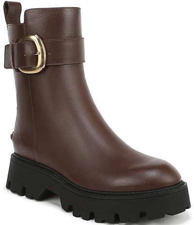 Circus NY by Sam Edelman Primm Leather Lug Sole Buckle Hardware Booties
