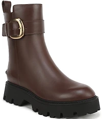 Circus NY by Sam Edelman Primm Leather Lug Sole Buckle Hardware Booties