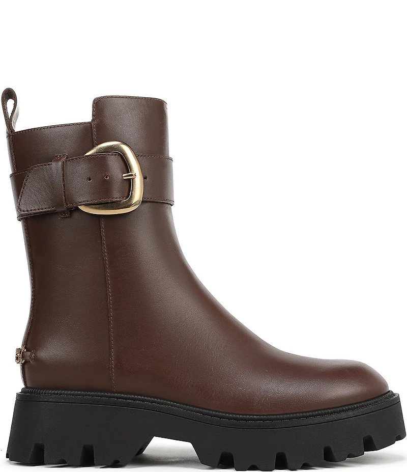 Circus NY by Sam Edelman Primm Leather Lug Sole Buckle Hardware Booties