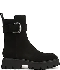 Circus NY by Sam Edelman Primm Suede Lug Sole Buckle Hardware Booties