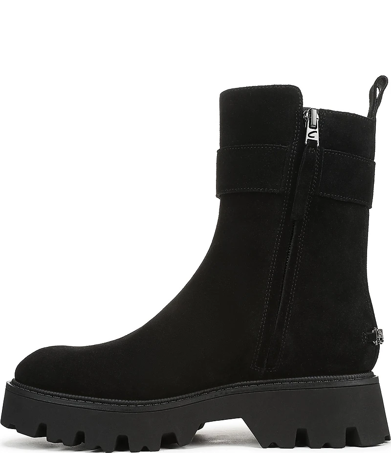 Circus NY by Sam Edelman Primm Suede Lug Sole Buckle Hardware Booties