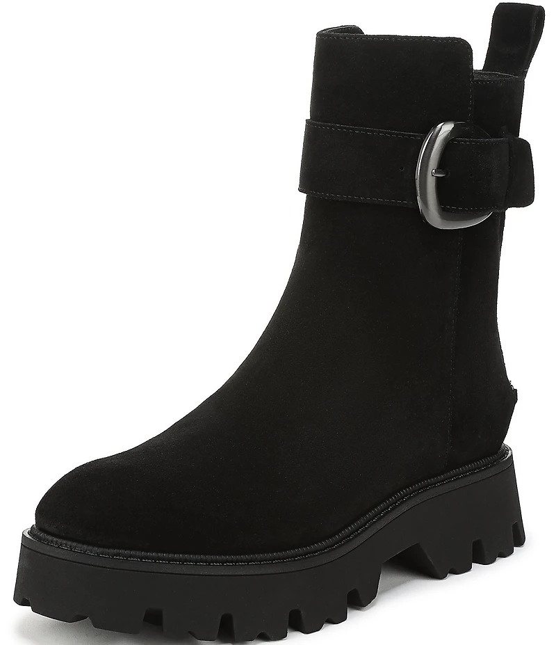 Circus NY by Sam Edelman Primm Suede Lug Sole Buckle Hardware Booties