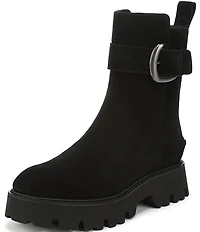 Circus NY by Sam Edelman Primm Suede Lug Sole Buckle Hardware Booties