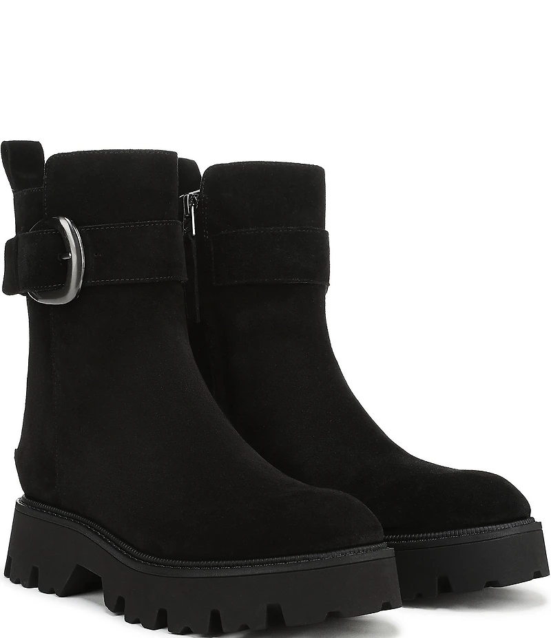 Circus NY by Sam Edelman Primm Suede Lug Sole Buckle Hardware Booties