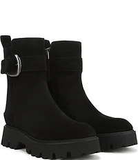 Circus NY by Sam Edelman Primm Suede Lug Sole Buckle Hardware Booties