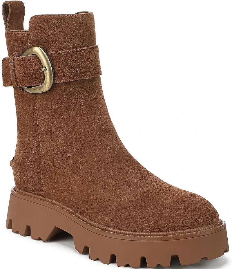 Circus NY by Sam Edelman Primm Suede Lug Sole Buckle Hardware Booties