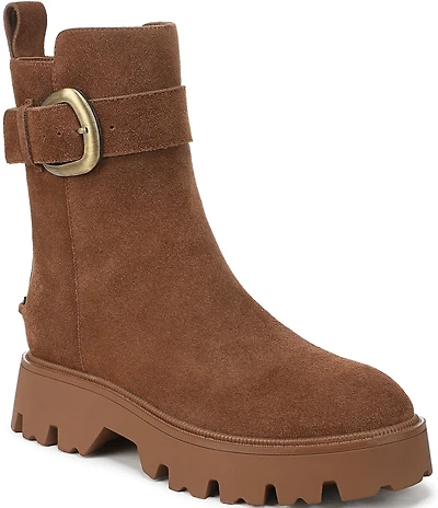 Circus NY by Sam Edelman Primm Suede Lug Sole Buckle Hardware Booties