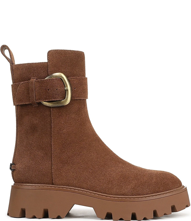 Circus NY by Sam Edelman Primm Suede Lug Sole Buckle Hardware Booties