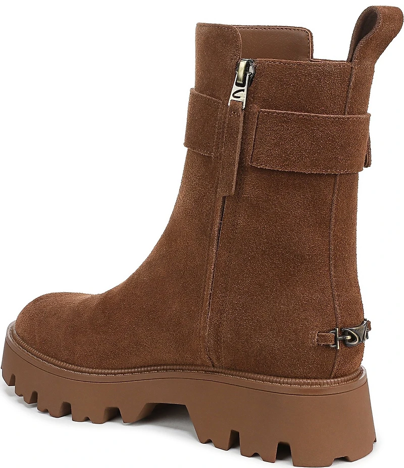 Circus NY by Sam Edelman Primm Suede Lug Sole Buckle Hardware Booties