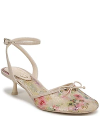 Circus NY by Sam Edelman Rosetta Floral Sequin Bow Ankle Strap Kitten Heel Dress Pumps