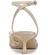 Circus NY by Sam Edelman Rosetta Floral Sequin Bow Ankle Strap Kitten Heel Dress Pumps
