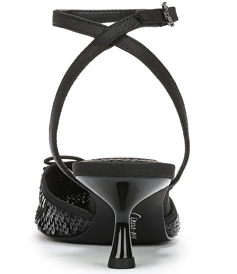 Circus NY by Sam Edelman Rosetta Sequin Bow Ankle Strap Kitten Heel Dress Pumps