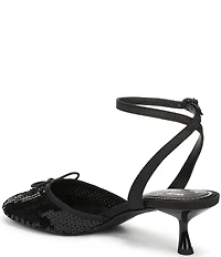 Circus NY by Sam Edelman Rosetta Sequin Bow Ankle Strap Kitten Heel Dress Pumps