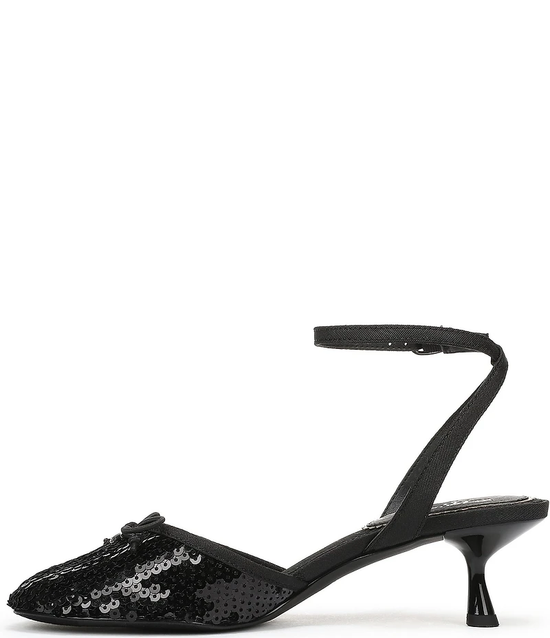 Circus NY by Sam Edelman Rosetta Sequin Bow Ankle Strap Kitten Heel Dress Pumps