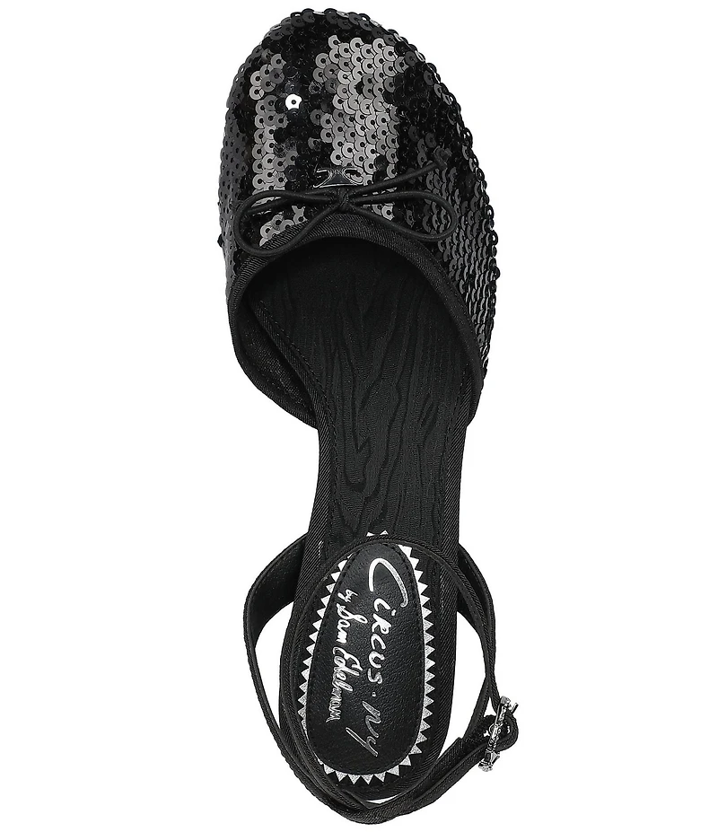 Circus NY by Sam Edelman Rosetta Sequin Bow Ankle Strap Kitten Heel Dress Pumps