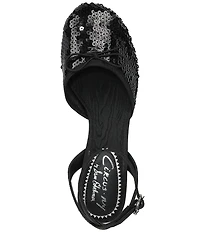 Circus NY by Sam Edelman Rosetta Sequin Bow Ankle Strap Kitten Heel Dress Pumps