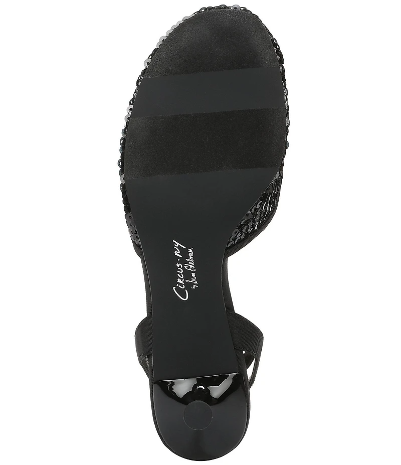 Circus NY by Sam Edelman Rosetta Sequin Bow Ankle Strap Kitten Heel Dress Pumps