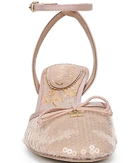 Circus NY by Sam Edelman Rosetta Sequin Bow Ankle Strap Kitten Heel Dress Pumps