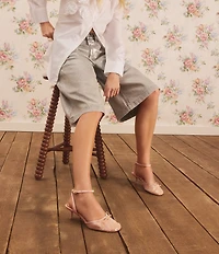 Circus NY by Sam Edelman Rosetta Sequin Bow Ankle Strap Kitten Heel Dress Pumps