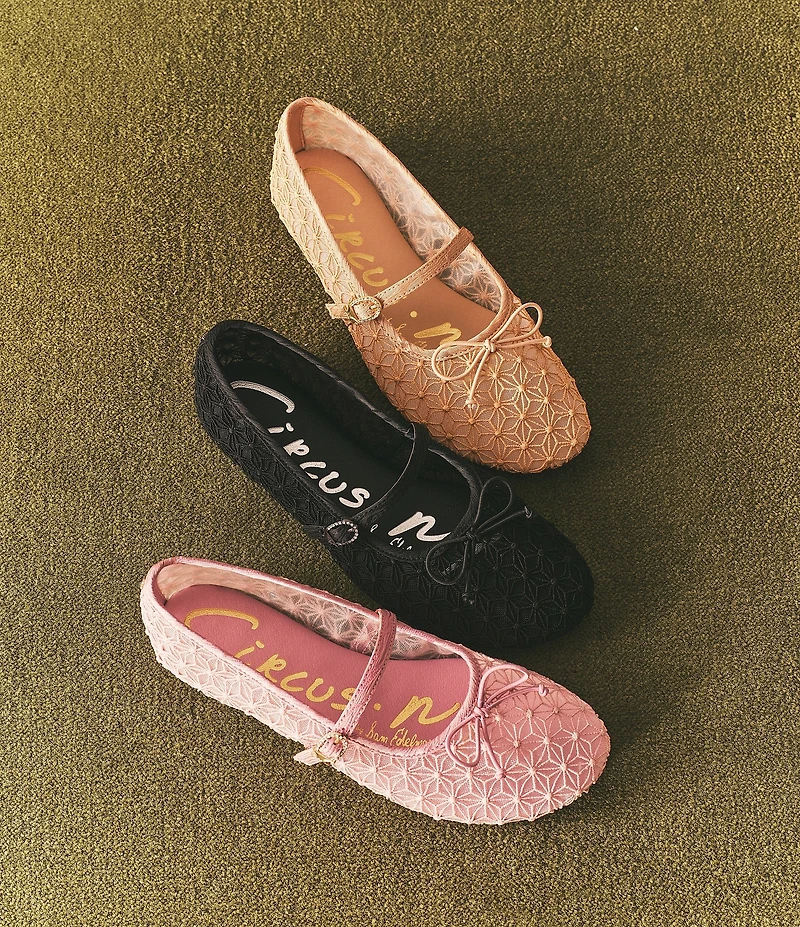 Circus NY by Sam Edelman Sofie Mesh Bow Detail Mary Jane Flats