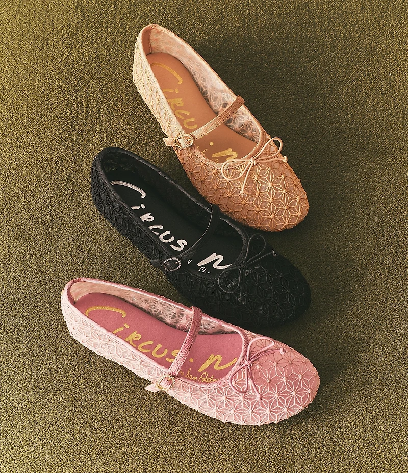 Circus NY by Sam Edelman Sofie Mesh Bow Detail Mary Jane Flats