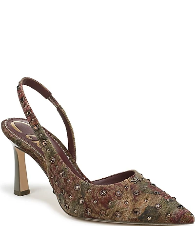 Circus NY by Sam Edelman Tallie Floral Jewel Studded Slingback Dress Pumps